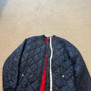 Quilted Navy Ralph Lauren bomber Jacket with Red Lining